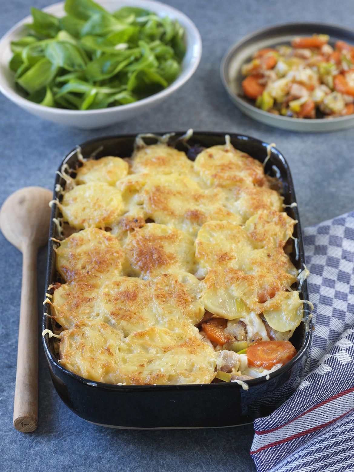 Gratin de légumes d’hiver, chèvre et lardons Gratin de légumes d’hiver, chèvre et lardons